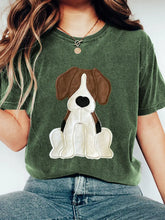 Frauen reizender Hund Patchwork Kunst Vintage T-Shirt